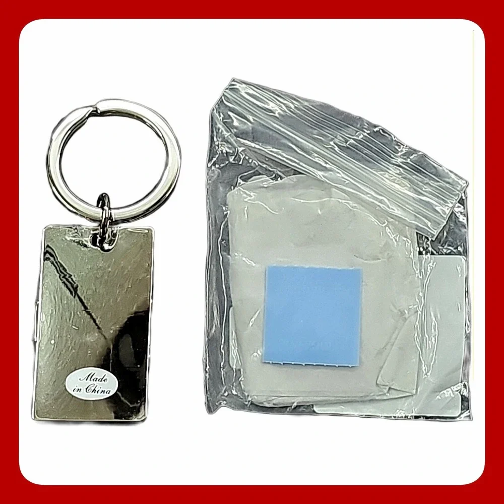Things Remembered Basic Nickel Rectangular Keychain Brand New Silver Metal Gift